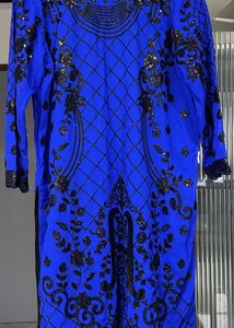 Vibrant Blue Sequined Kurta Set