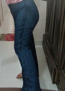 Stylish Blue Denim Button Pants