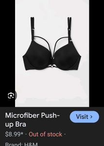 (H&M) Stylish Black Microfiber Push-up Bra