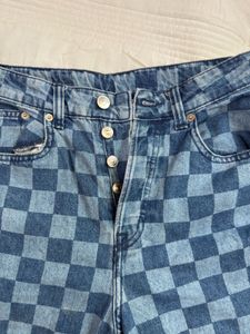 H&amp;M Checkered Wide Leg Jeans