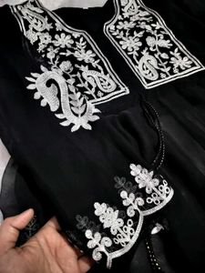 black embroidery Short kurti with teasle