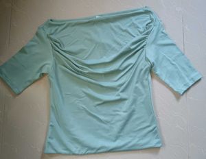 🇰🇷Fitted Light Green Ruched Off-Shoulder Top