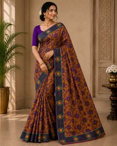 Embroidered Floral Saree with blouse piece