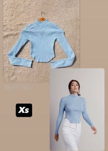 Cute Blue Long Sleeve Top