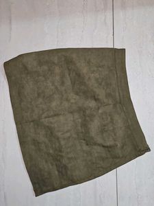 Olive Green Suede Midi Skirt