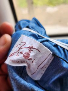 Smocked Off-Shoulder Denim Top