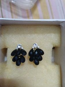 Elegant Black Gemstone Stud Earrings