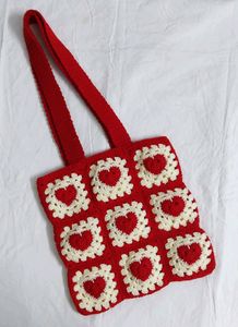 Red heart granny bag