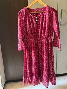 Maroon Midi Dress | Knee-Length | XXL | Never Worn