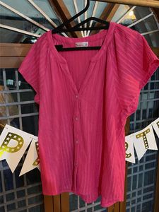 Vibrant Pink Button-Up Top