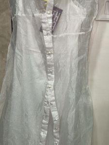 Chic White Sheer Button-Up Dress