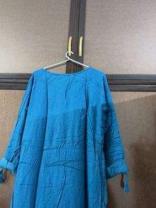 Embroidered Teal Kurta with Tassels