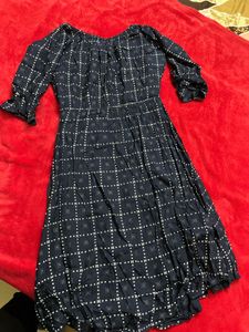 Blue Patterned Off Shoulder Dress