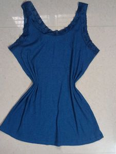 Blue Lace Trim Camisole Top