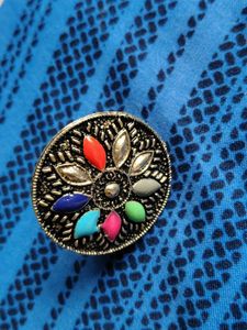 Boho Oxidized Silver Statement Ring