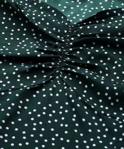 Green Polka Dot Printed A-Line &amp; Puff Sleeve Dress
