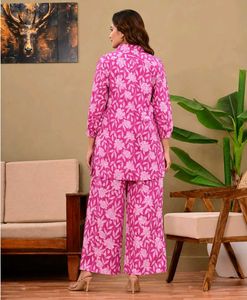 Beautiful Pink Floral Kurta Set