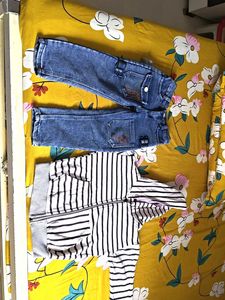 Cute Jeans and Striped Hoodie Set