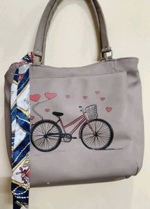 Cute Pink Tote Bag with Bicycle Design