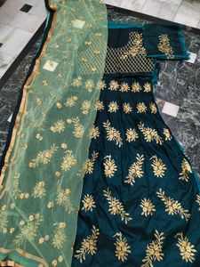Mehndi Theme Unstitched Material On Lehena
