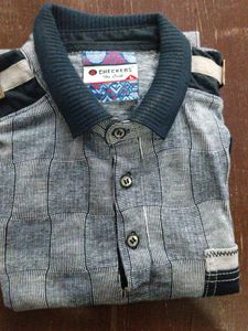 Men's Grey Checkered Polo T-Shirt