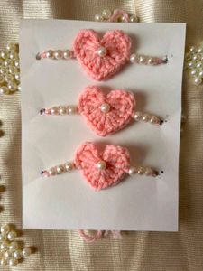 Pink Crochet Heart rakhiii 🎀🌷