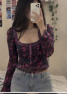 Floral Mesh Long Sleeve Top