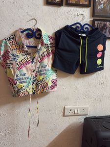 Crop Top & Smiley Shorts Set
