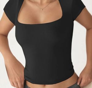Chic Black Square Neck Top