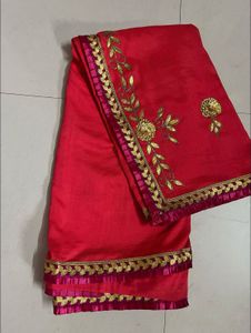 pink Rajasthani Ghota patti Saree With Stich Blou