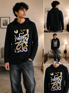 Black Graphic Print Hoodie