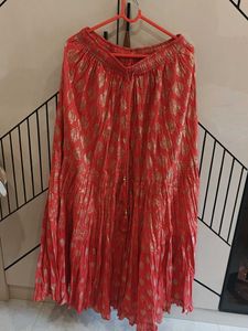Stylish Red & Gold Ethnic Skirt and dupatta