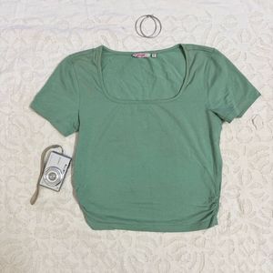 Lifestyle Sage Green Ruched Side Tee