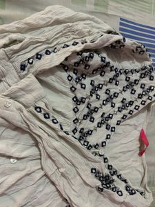 Embellished White Cotton Kurta