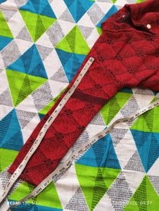 Red Geometrical woolen Kurta
