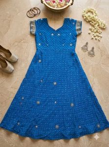Blue Bandhani Ethnic Dress