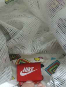 Nike White Geometric Print Hooded Jacket