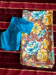 Floral Print Saree with Blouse