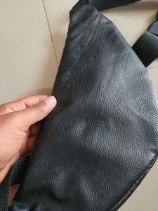 Black Faux Leather Fanny Pack