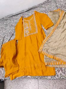 Vibrant Yellow Embroidered Kurta Set