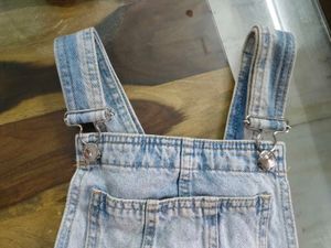 H&amp;M Light Wash Denim Dungaree Shorts