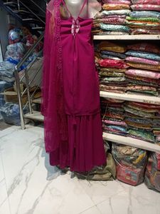 Wine Sequin Palazzo Suit Set 3pc S