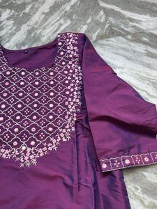 Elegant Purple Embroidered Kurta Set