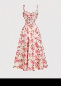 Vintage Rose Print Midi Dress