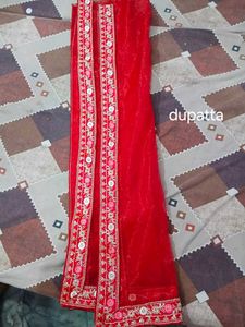 Red Embroidered  Lehnga With Choli Duppatta