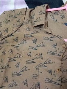 Brown Printed Shirt Dress