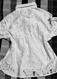 Sheer Lace Collared Button-Up Shirt