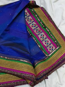 Elegant Blue Striped Saree