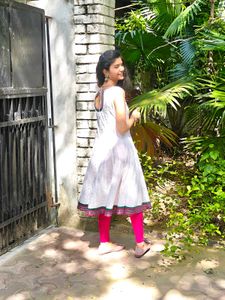 White Cotton Kurti Dress