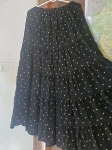 Black Cotton Maxi Skirt